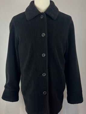 EUC FORECASTER SPORT Vintage Womens Black Fleece Car Coat Size Medium